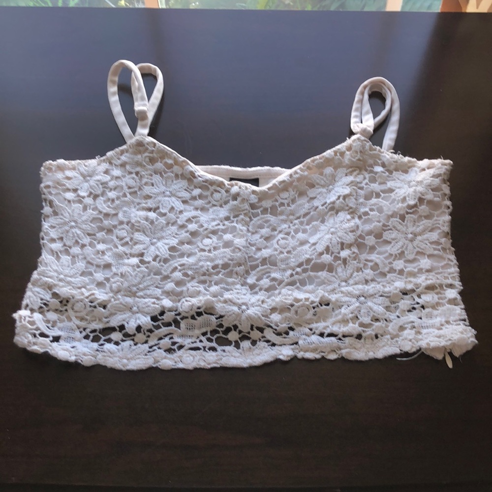 white lace crop top from tillys surfs shop